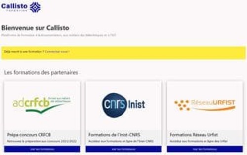 Couverture de Callisto Formation : Plateforme de formation à la documentation, aux métiers des bibliothèques et à l'IST