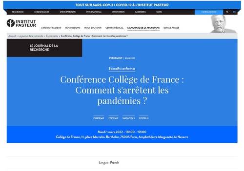 Couverture de Conférence Collège de France : Comment s'arrêtent les pandémies ?