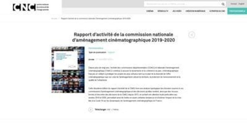 Couverture de Rapport d'activité de la commission nationale d'aménagement cinématographique 2019-2020