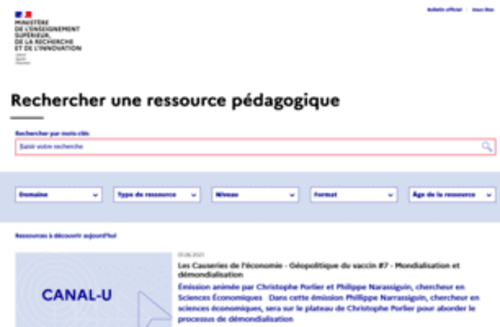 Couverture de Rechercher une ressource pédagogique : enseignementsup-recherche.gouv.fr