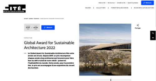 Couverture de Exposition : Global Award for Sustainable Architecture 2022