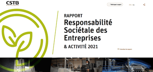 Couverture de CSTB : Rapport Responsabilité Sociétale des Entreprises & Activité 2021