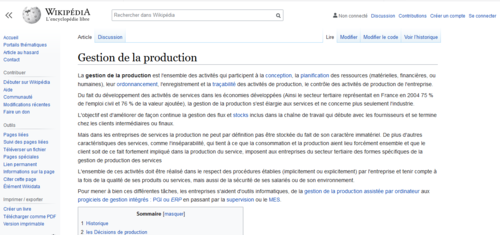 Couverture de Gestion de la production — Wikipédia