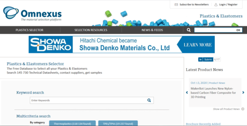 Couverture de Omnexus Plastic Materials : Free Online Database for Plastic Industry