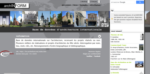 Couverture de ArchInForm : Base de données d'architecture internationale