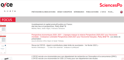 Couverture de OFCE : Observatoire Français des Conjonctures éonomiques