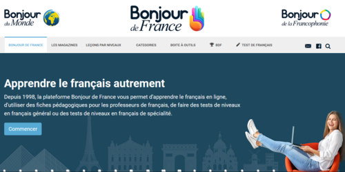Couverture de Bonjour de France : Cours et exercices gratuits pour apprendre le français