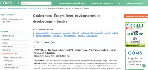 Couverture de Conférences - Ecosystèmes, environnement et développement durable