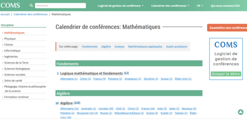 Couverture de Calendrier des conférences: Mathématiques