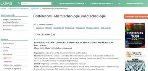 Couverture de Conférences - Microtechnologie, nanotechnologie