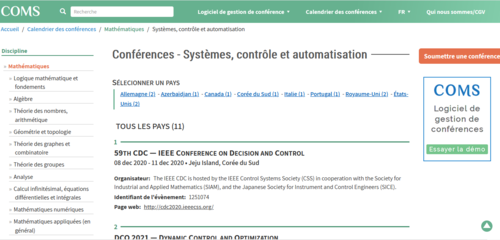 Couverture de Conférences - Systèmes, contrôle et automatisation