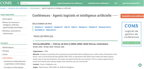 Couverture de Conférences - Agents logiciels et intelligence artificielle