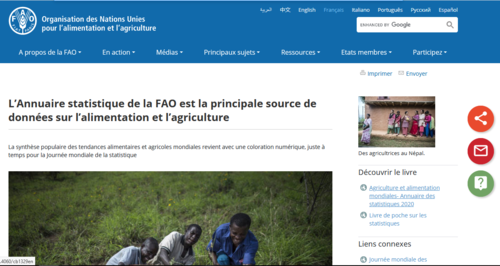 Couverture de L’Annuaire statistique de la FAO est la principale source de données sur l’alimentation et l’agriculture