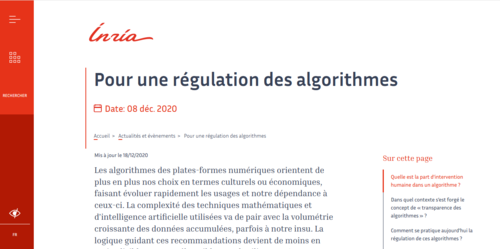 Couverture de Pour une régulation des algorithmes