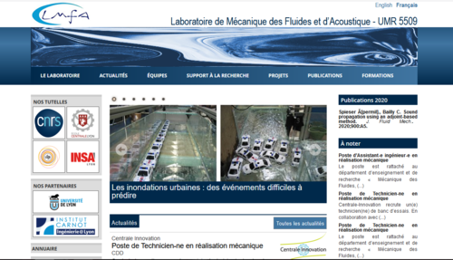 Couverture de LMFA - Laboratoire de Mécanique des Fluides et d’Acoustique - UMR 5509