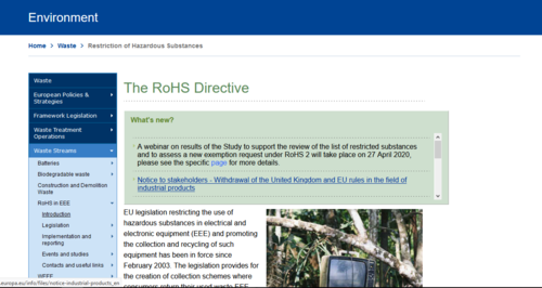 Couverture de Directive RoHS - Restriction of hazardous substances in electrical and electronical equipment