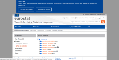 Couverture de Base de données - Transports - Eurostat