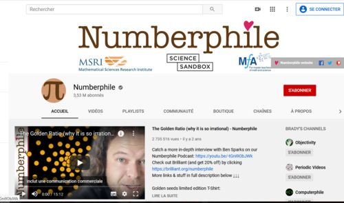 Couverture de Numberphile - YouTube