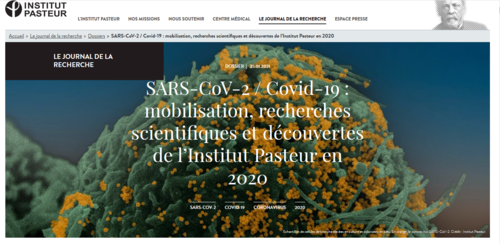 Couverture de SARS-CoV-2 / Covid-19 : mobilisation, recherches scientifiques et découvertes de l’Institut Pasteur en 2020