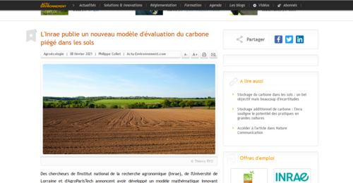 Couverture de L'Inrae publie un nouveau modèle d'évaluation du carbone piégé dans les sols