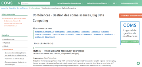 Couverture de Conférences - Gestion des connaissances,  Big Data Computing