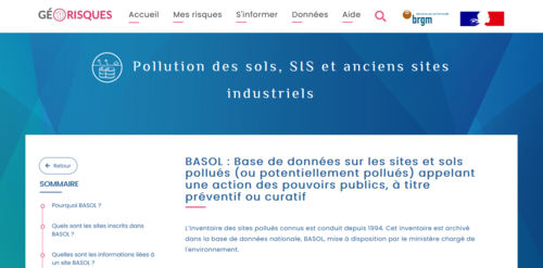 Couverture de BASOL : base de données sur les sites et sols pollués (ou potentiellement pollués) appelant une action des pouvoirs publics à titre préventif ou curatif