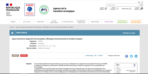 Couverture de Lignes directrices diagnostic Ecoconception, affichage environnemental et écolabel européen