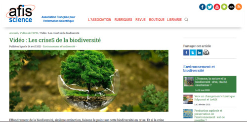 Couverture de Les criseS de la biodiversité, environnement et biodiversité