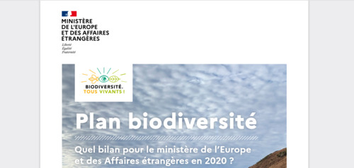 Couverture de Plan biodiversité Quel bilan pour le ministère de l’Europe et des Affaires étrangères en 2020 ?