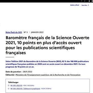 Couverture de Baromètre français de la Science Ouverte 2021